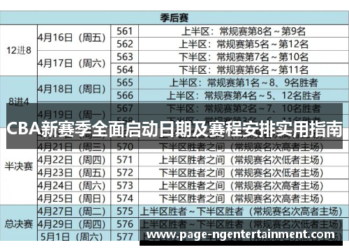 CBA新赛季全面启动日期及赛程安排实用指南